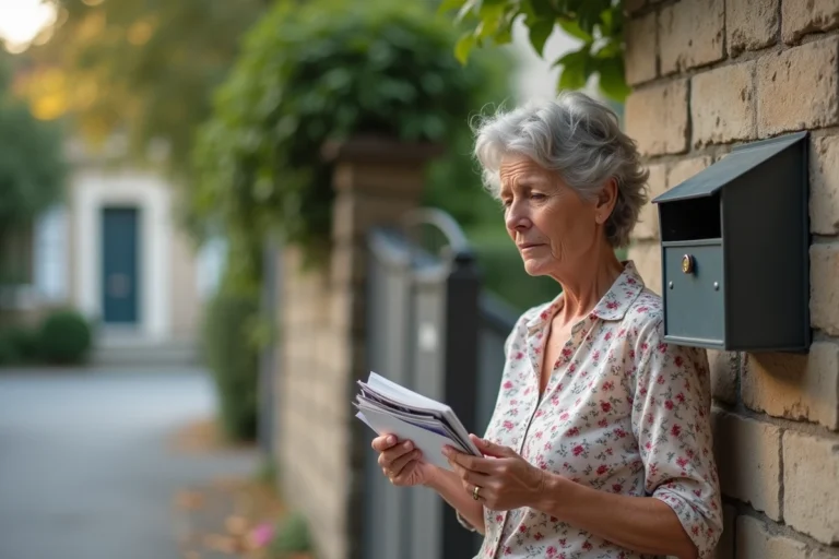 Femme âgée vérifiant sa boîte aux lettres sans trouver le magazine Télé Z